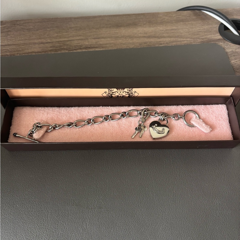 Juicy Couture Silver Heart Charm Bracelet